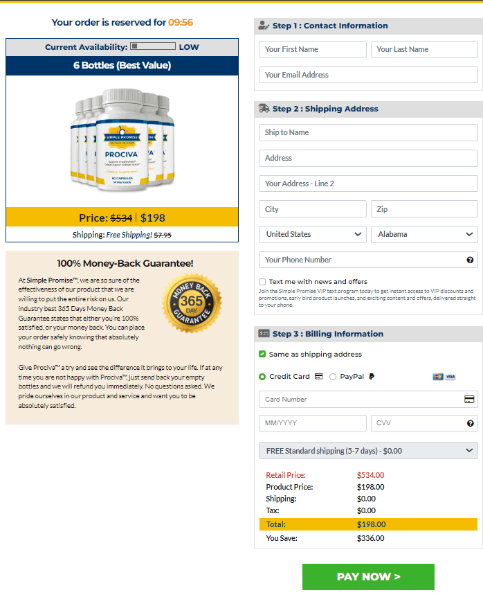 Prociva secure order page